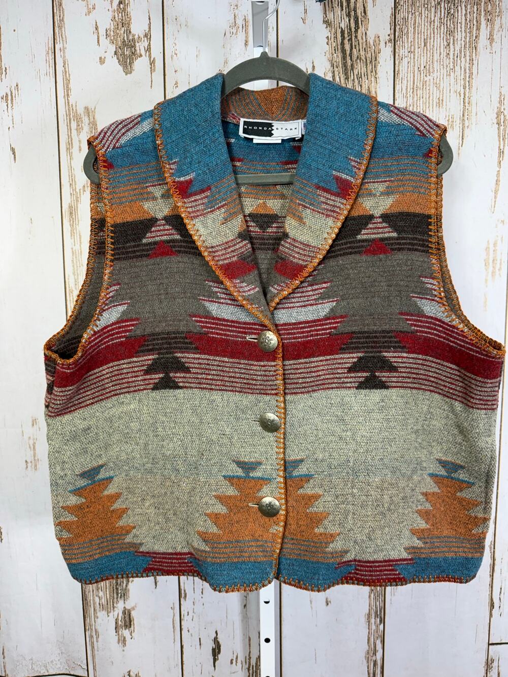 Rhonda Stark, Made in USA Western Wool Blend Vest. Size XL. Excellent condition!